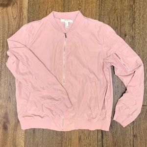 Thin Bomber Jacket, Dusty Pink/Mauve, with Pockets